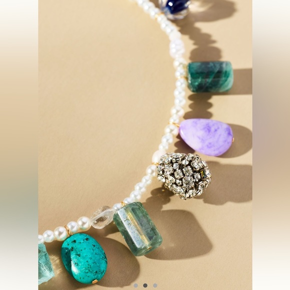 NWT Anthropologie stone beaded pearl necklace - Picture 2 of 5